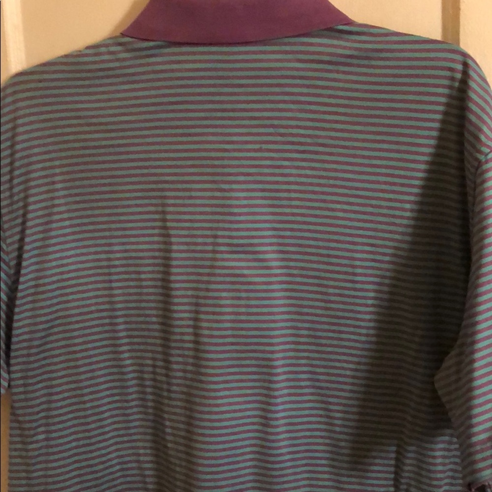 Peter Millar Striped Purple/Aqua Polo Shirt Men’s Medium - Picture 6 of 7